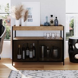 Aparador Buffet Bar York Estilo Industrial 100cm 02 Portas 27899 Artesano - Vermont/preto - 2