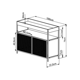 Aparador Buffet Bar York Estilo Industrial 100cm 02 Portas 27899 Artesano - Vermont/preto - 8
