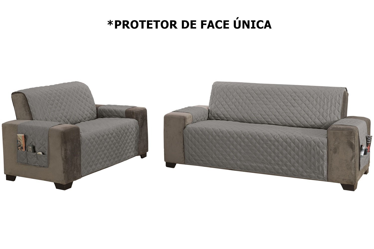 Kit Capa Protetor de Sofá 2 e 3 Lugares King Classic Face Única Assento 1,20m e 1,80m Decorativo:Cin - 4