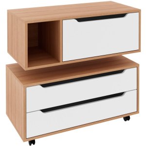 Kit Balcão e Gabinete de Banheiro Karina Amêndoa/branco