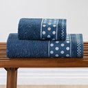 Ver imagem 2 de Jogo de Banho Meggy Poá 5 Peças Toalhas Macias 100% Algodão 450g-m² Azul Casa Scarpa