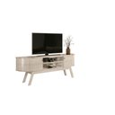 Ver imagem 1 de Bancada para Tv até 75 Pol Valência Calacata Off White 183cm 2 Portas de Correr com Led Liberty Móve