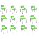 Ver imagem 2 de Kit 12 Cadeira Iso Infantil Creche, Escola Base Cinza Verde Claro