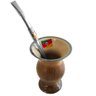Bomba Chimarrão Tererê Aço Inox 23cm com Rosca e Anel com Pingente de Brasão - 6