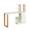 Ver imagem 2 de Mesa Escrivaninha Industrial C/ Nicho e Prateleiras 100% Mdf Cor:off White com Freijó