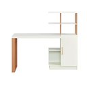 Ver imagem 4 de Mesa Escrivaninha Industrial C/ Nicho e Prateleiras 100% Mdf Cor:off White com Freijó