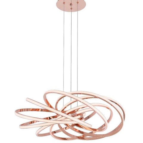 Pendente Moderno Circulos Rose Gold 60cm Led 80W 3200K