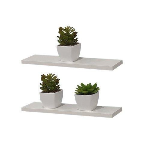 Kit com 2 Prateleiras Brancas 40x20cm com Suporte Invisível