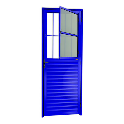 Porta de Sala Alumínio 80 Esq. L25 V.Boreal Azul Brimak