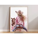 Ver imagem 1 de Quadro Decorativo Cowgirl Boiadeira Cavalo Rodeio Chapéu Quarto Menina Decoração