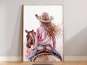 Ver imagem 1 de Quadro Decorativo Cowgirl Boiadeira Cavalo Rodeio Chapéu Quarto Menina Decoração