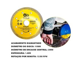 Disco Corte Porcelanato 110x20mm Acabamento Diamantado - 3 Disco Corte Porcelanato 110x20mm Acabamento Diamantado - 3
