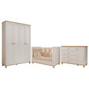 Ver imagem 1 de Dormitório Infantil Alfajor Guarda Roupa, Cômoda 1 Porta e Berço Off White/nature - Permóbili