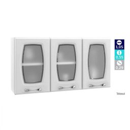 Armário Aéreo 3 Portas com Vidro Novitá Telasul - 3