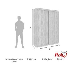Guarda-Roupa Modulado 2 Portas 6 Gavetas 2 Cabideiros 176cm Supreme Robel - 3 Guarda-Roupa Modulado 2 Portas 6 Gavetas 2 Cabideiros 176cm Supreme Robel - 3