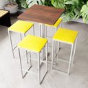Ver imagem 1 de Conjunto Mesa Alta Bar Bistrô Quadrada Imbuia 4 Bancos Estofado Don Castro Decor