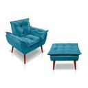 Ver imagem 1 de Kit C- 01 Poltrona Opala + 01 Puff Opala Elegante Suede Azul Tiffany