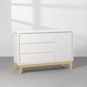 Ver imagem 4 de Kit Quarto Theo com Pés Square Natural - Berço + Cômoda 3 Gavetas e 1 Porta + Guarda-Roupa 2 Portas