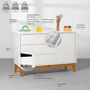 Ver imagem 5 de Kit Quarto Theo com Pés Square Natural - Berço + Cômoda 3 Gavetas e 1 Porta + Guarda-Roupa 2 Portas