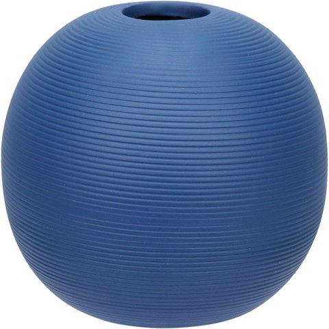 Vaso Decorativo de Cerâmica Azul 11x12x12cm Enfeite Sala Mesa Estante Aparador