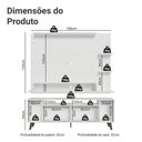 Ver imagem 3 de Rack com Painel para Tv até 60 Polegadas 180 Cm com Pés Branco/rustic Cancun Madesa Branco/rustic