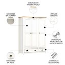 Ver imagem 3 de Guarda Roupa Solteiro 136cm 3 Portas Lázio Branco/freijó F07 - Mpozenato