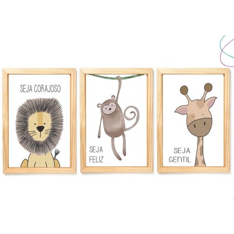 Quadros Decorativos Infantil Safari Animais Floresta:pinus