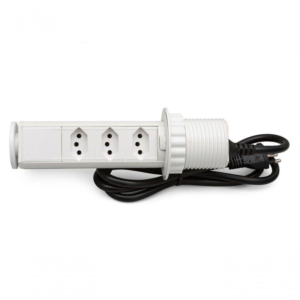 Torre de Tomada Retrátil Multiplug 3 Tomadas 20a - Branco - 5