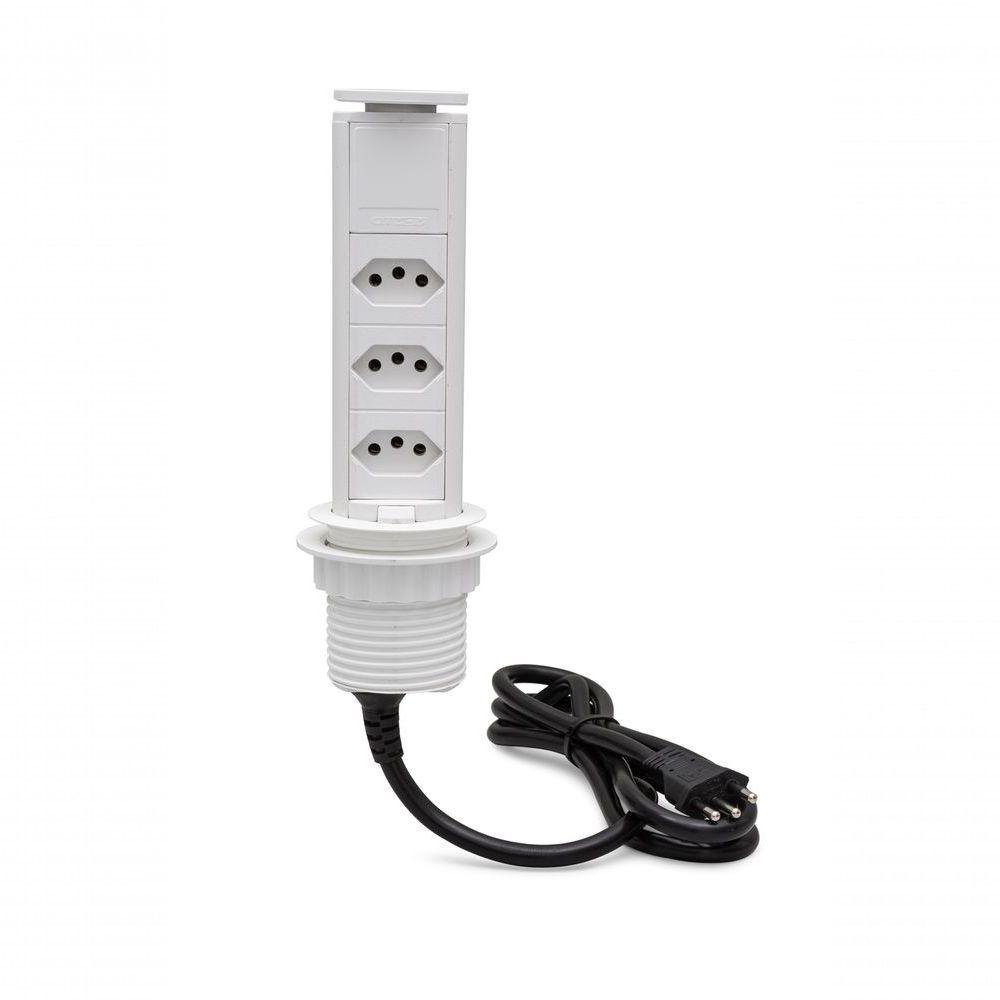 Torre de Tomada Retrátil Multiplug 3 Tomadas 20a - Branco - 6