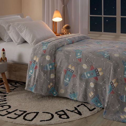 Manta Cobertor Infantil Brilha no Escuro Microfibra Super Macio com Conforto Térmico Premium Casa do