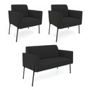 Ver imagem 1 de Sofá Namoradeira 2 Poltronas Pé de Ferro Preto Marisa Veludo D03 - D'Rossi Cor Preto