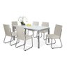 Conjunto Sala de Jantar Aço Mesa Tampo de Vidro Olivia 6 Cadeiras Deise Yescasa - 1