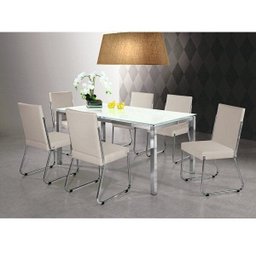 Conjunto Sala de Jantar Aço Mesa Tampo de Vidro Olivia 6 Cadeiras Deise Yescasa - 2