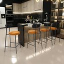 Ver imagem 2 de Kit 06 Banquetas Baixa Cozinha Sala Jantar Bancada Milão L02 Couríssimo Preto Brilho Couríssimo Whis