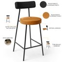 Ver imagem 4 de Kit 06 Banquetas Baixa Cozinha Sala Jantar Bancada Milão L02 Couríssimo Preto Brilho Couríssimo Whis