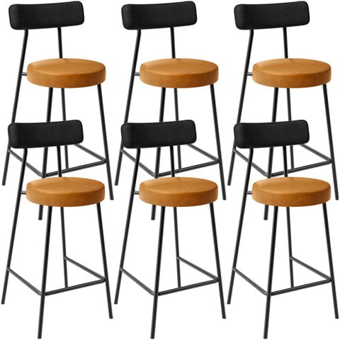 Kit 06 Banquetas Baixa Cozinha Sala Jantar Bancada Milão L02 Couríssimo Preto Brilho Couríssimo Whis
