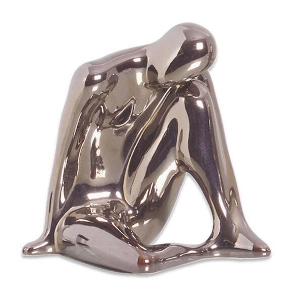 Estatueta Estátua Decorativa Sala Mesa Homem Pensador Gold - 1