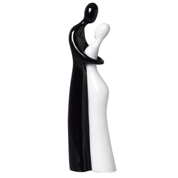 Estatua Estatueta Decoração Casal Elegante Preto E Branco - 1
