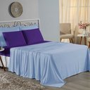 Ver imagem 1 de Jogo de Cama Casal Viúva Nobre 4 Peças Malha 100% Algodão - Azul-bebê / Roxo