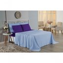 Ver imagem 4 de Jogo de Cama Casal Viúva Nobre 4 Peças Malha 100% Algodão - Azul-bebê / Roxo