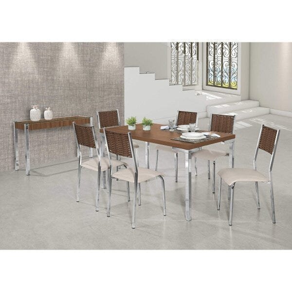 Conjunto Sala de Jantar Mesa com 6 Cadeiras Sofia M. Isis Espresso Móveis - 1