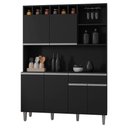Ver imagem 1 de Kit Cozinha Compacta 6 Portas 130 Cm Alice Preto Reajl Moveis