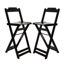 Ver imagem 1 de Conjunto de 2 Banquetas Bistrô Altas Dobráveis em Madeira na Cor Preta