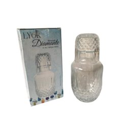 Moringa Vidro Transparente Lapidado 500ml com Copo Lyor - 2