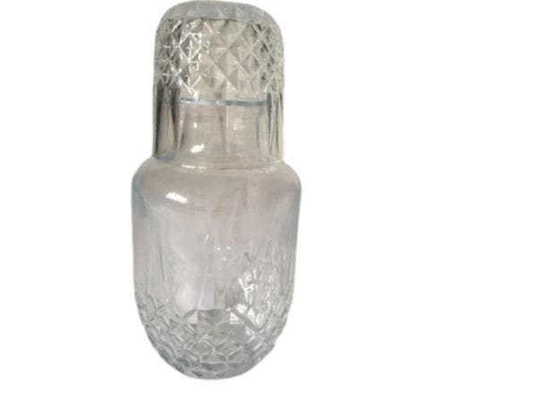 Moringa Vidro Transparente Lapidado 500ml com Copo Lyor - 4