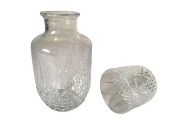Moringa Vidro Transparente Lapidado 500ml com Copo Lyor - 3