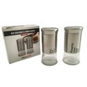 Ver imagem 1 de Kit Saleiro e Pimenteiro 2 peças Vidro Transparente Tampa Metal Prata 11x5,5cm UniHome