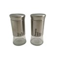 Ver imagem 2 de Kit Saleiro e Pimenteiro 2 peças Vidro Transparente Tampa Metal Prata 11x5,5cm UniHome