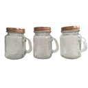 Ver imagem 1 de Porta Tempero Kit 3 Mini Caneca Vidro com Tampa Cobre 110ml