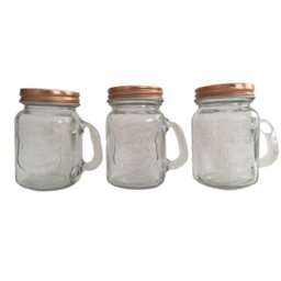 Porta Tempero Kit 3 Mini Caneca Vidro com Tampa Cobre 110ml - 1